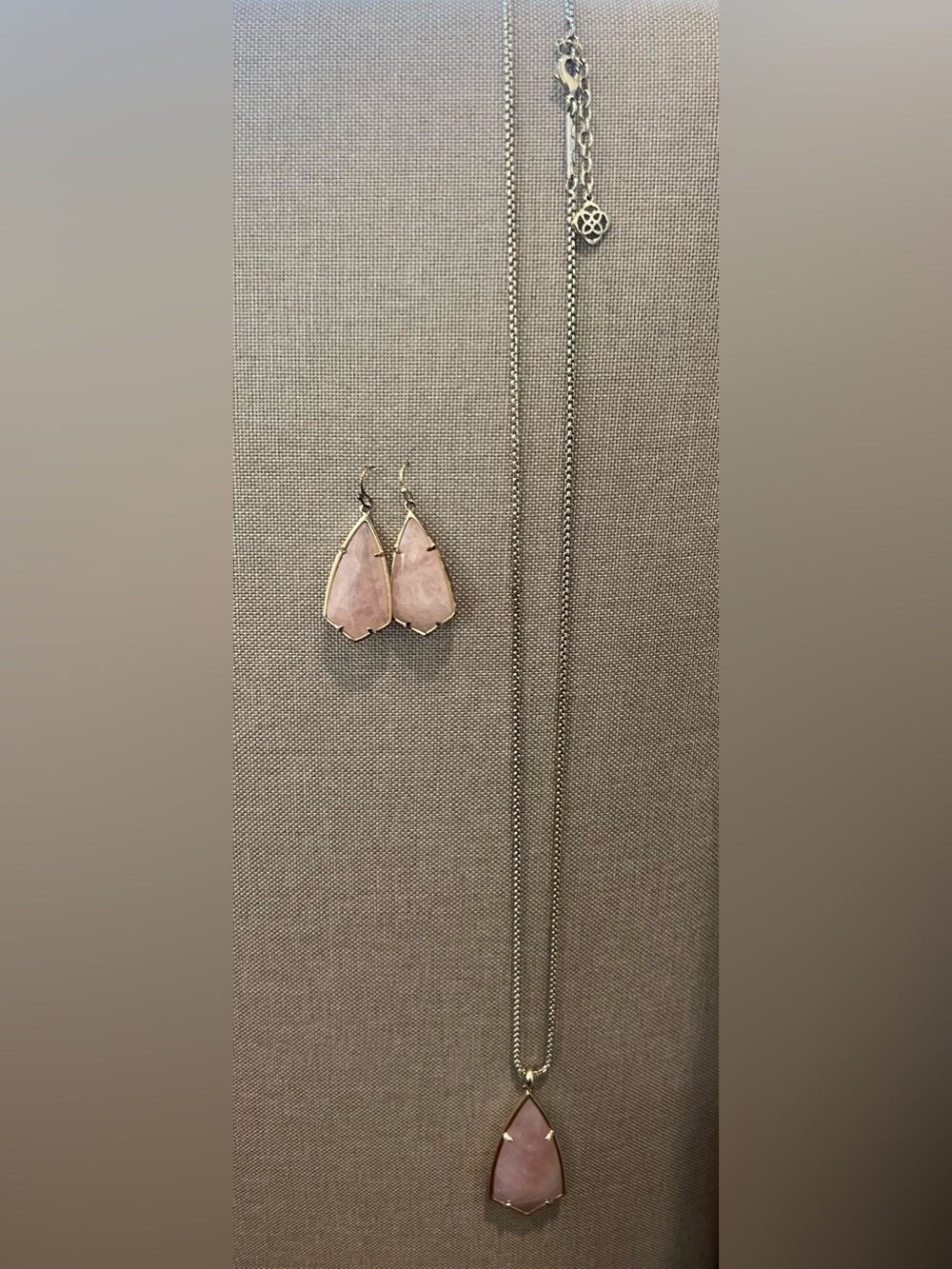 Kendra Scott Cory Gold-Tone
Pink Quartz Pendant Necklace
and Earring Set